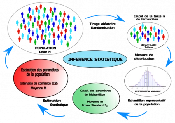 Statistique inferentielle et Estimation statistique calcul de IC95% des paramètre de la population