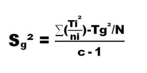 Formule de Variance Inter Groupe en Analyse de variance ANOVA