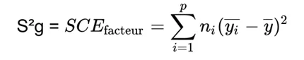 SCE facteur ou Variance Intergroupe